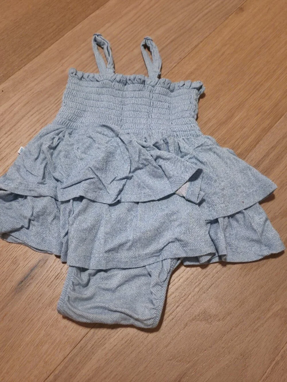 Posh Peanut Light Blue Ruffle Romper
